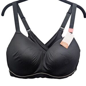 Cacique Lounge Bra 42DDD Black NEW Lightly Lined Wireless Modern Deadstock